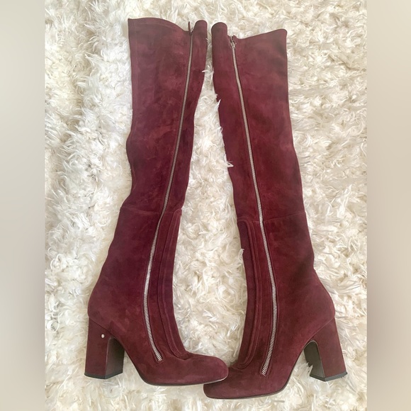 OVER-THE-KNEE BURGUNDY SUEDE SOCK BOOTS SZ 10.5 by LAURENCE DACADE 🔥🔥🔥🔥 - Picture 3 of 17